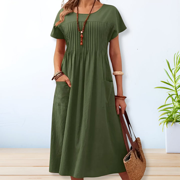 Sonja | Pleated Pocket Midi Dress