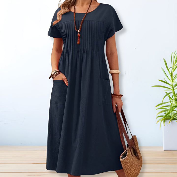 Sonja | Pleated Pocket Midi Dress