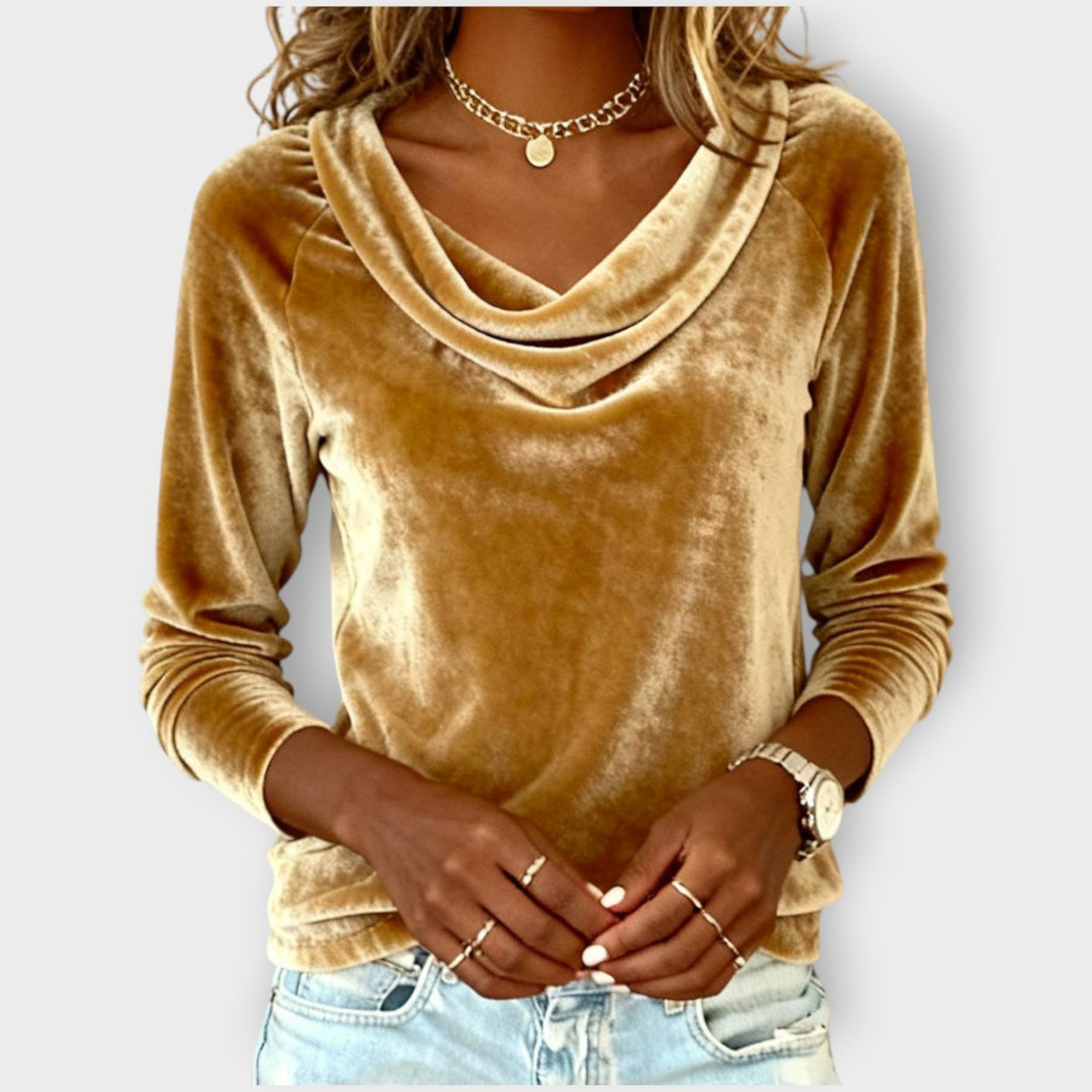 Margaret - Luxurious Velvet Drape-Neck Top