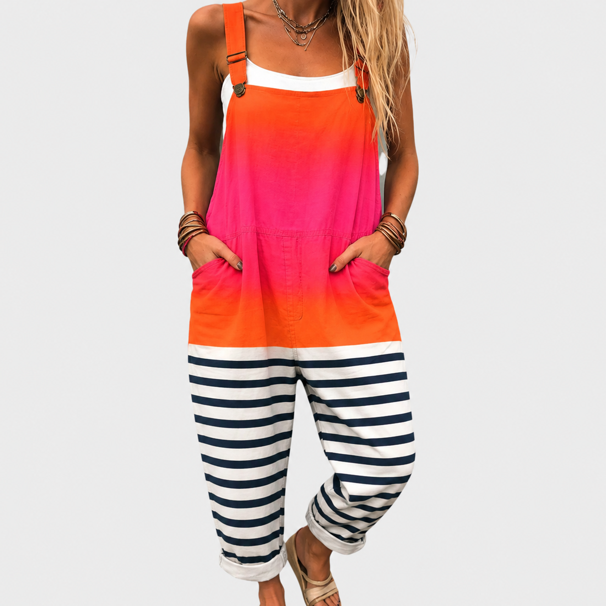 Comfortable Printed Overalls
