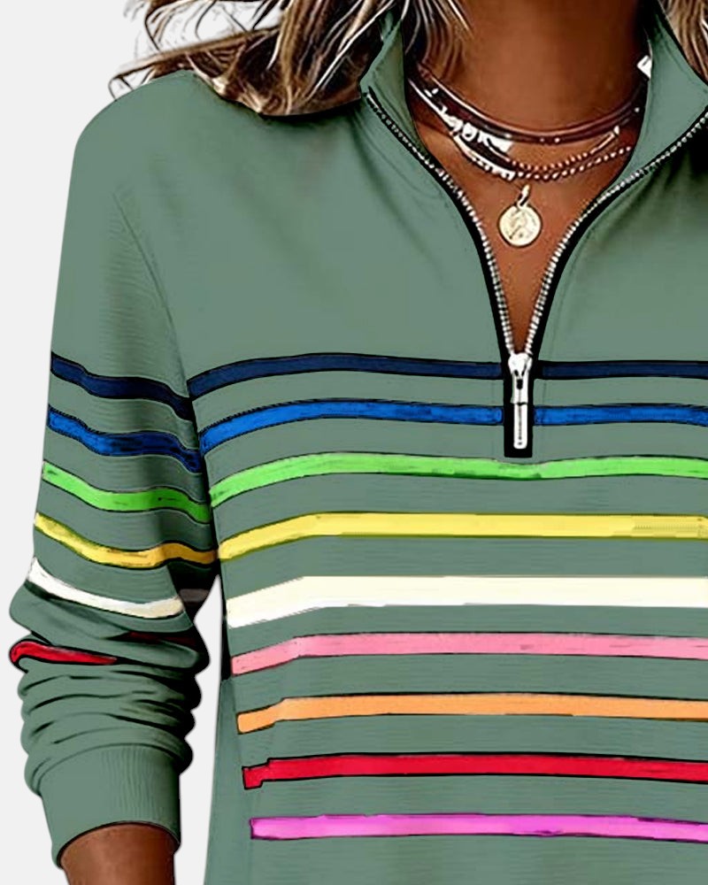 Vienna - Striped Half-Zip Pullover