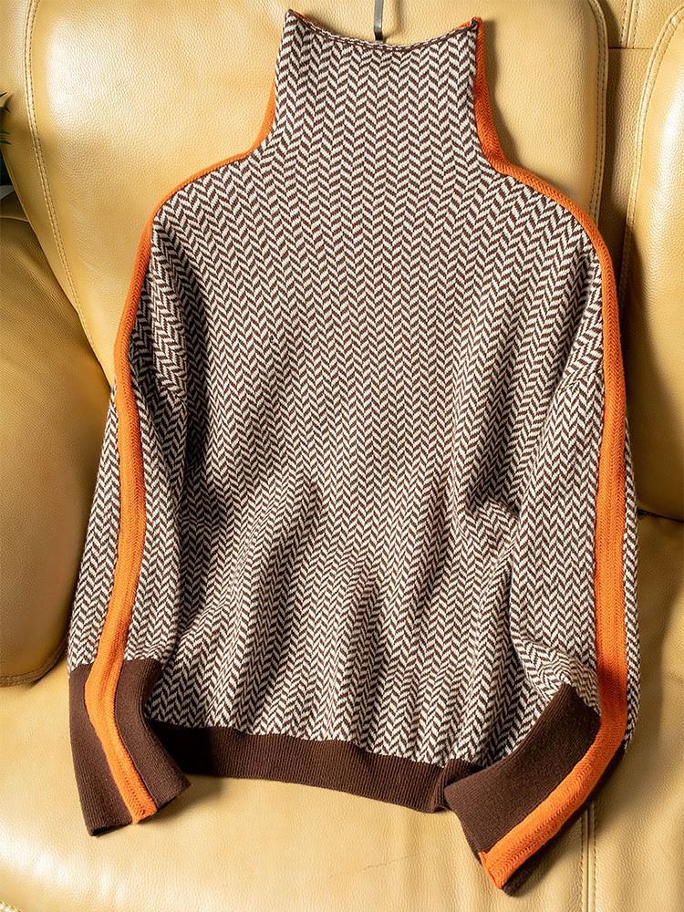 Adriana | Turtleneck Sweater with Contrasting Stripes