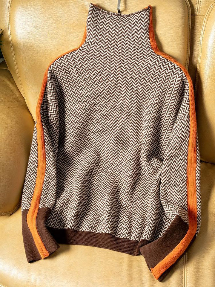 Adriana | Turtleneck Sweater with Contrasting Stripes