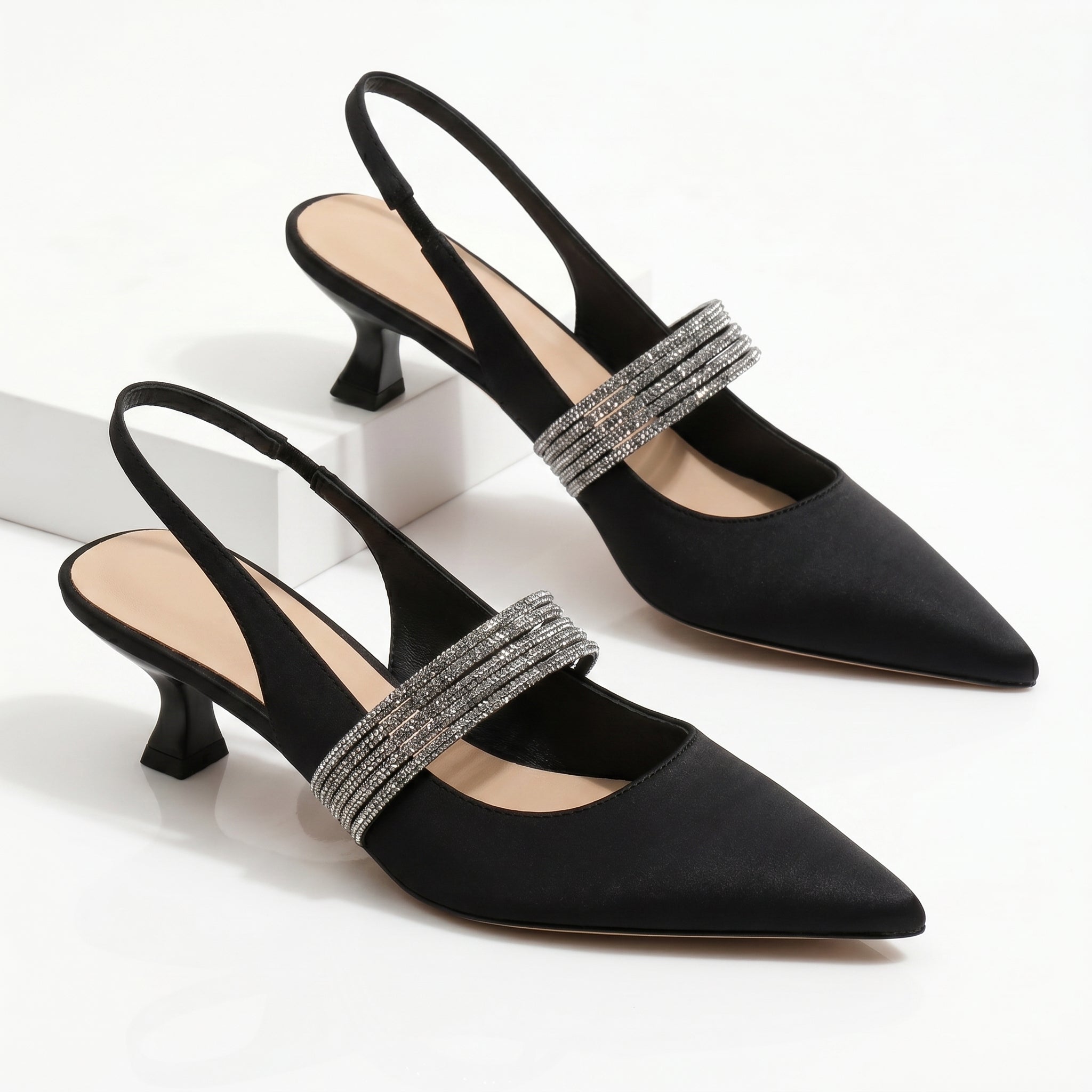 Harlow | Crystal Kitten Heels