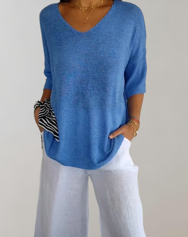 Rose | Luxurious V-Neck Knit Top