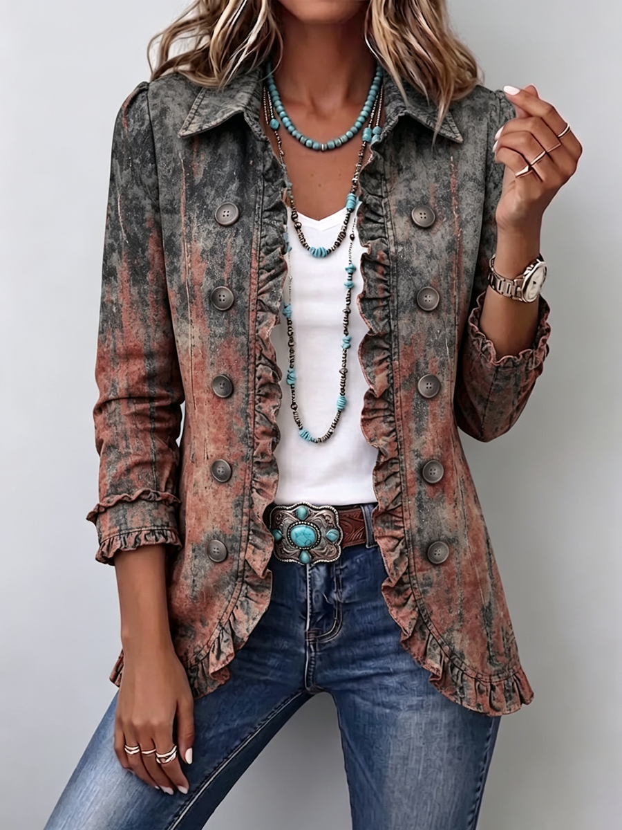 Benita | Textured Ombre Jacket with Ruffles