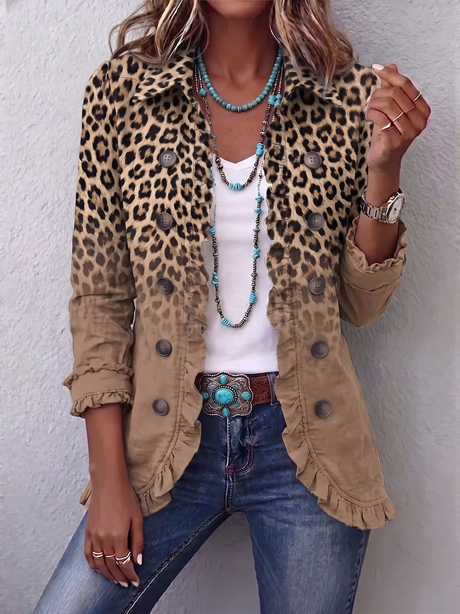 Angels | Gradient Leopard Jacket with Ruffles