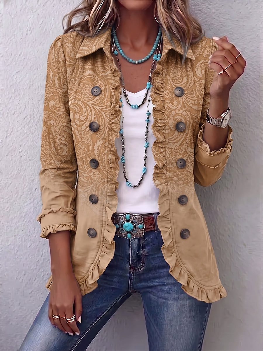 Covadonga | Relief Printed Jacket with Ruffles