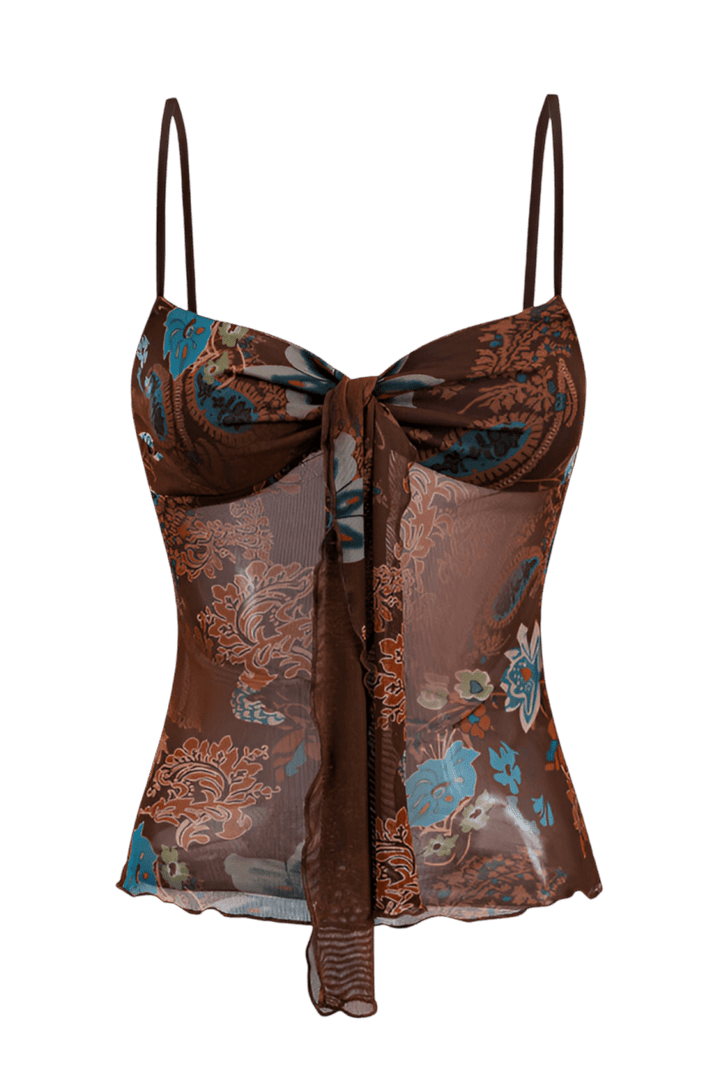 Gwenna | Lightweight Printed Tie Crop Top