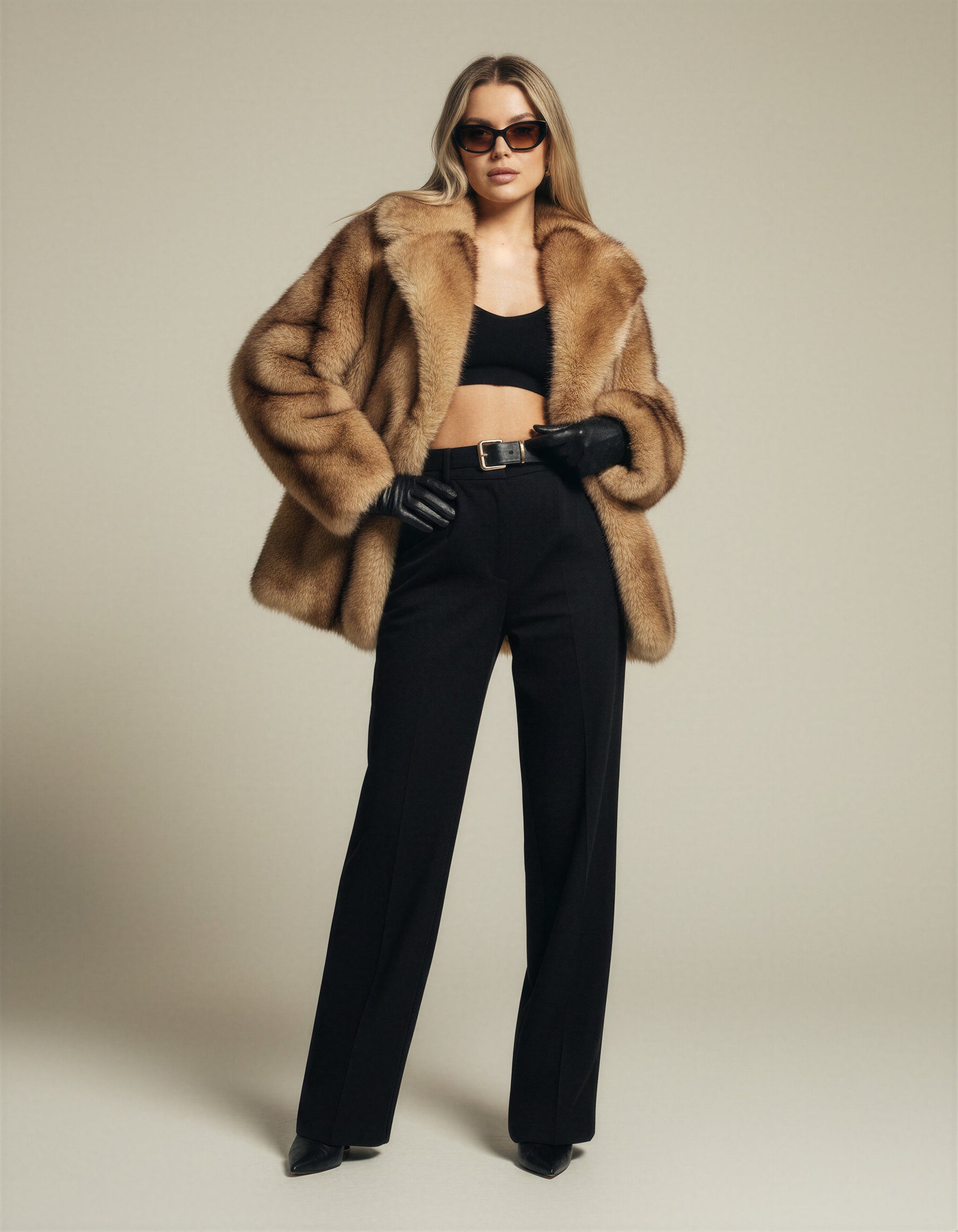 Women's Luxe Brown Faux Fur Oversized Coat
