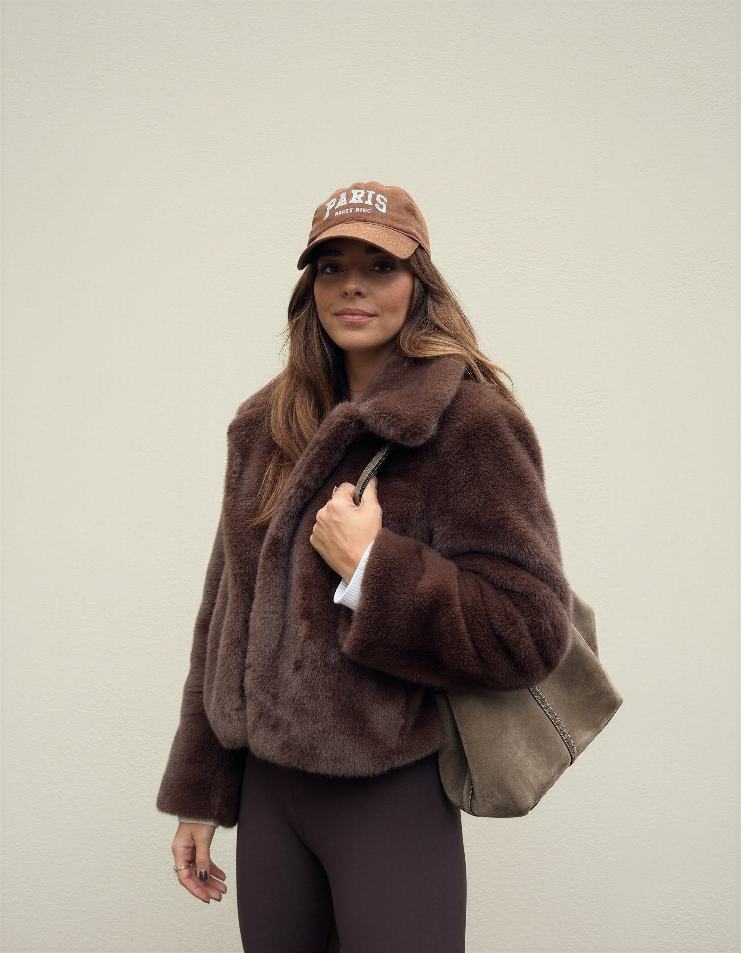 Women's Plush Brown Faux Fur Statement Jacket