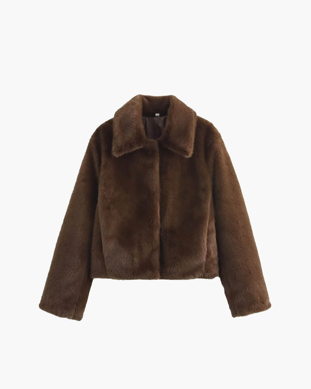 Women's Plush Brown Faux Fur Statement Jacket