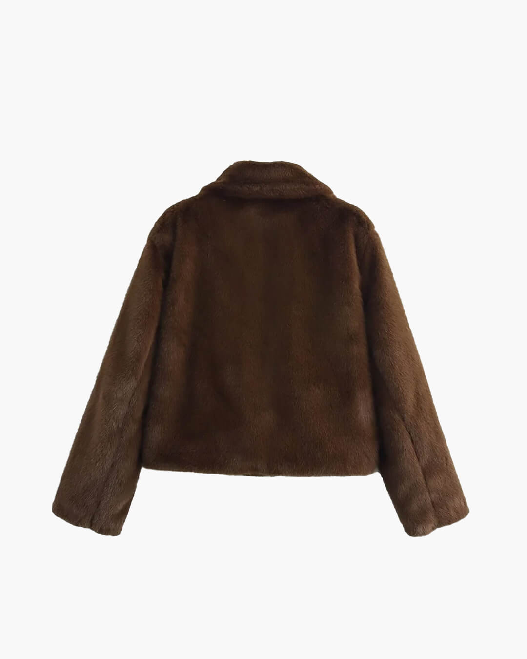 Women's Plush Brown Faux Fur Statement Jacket