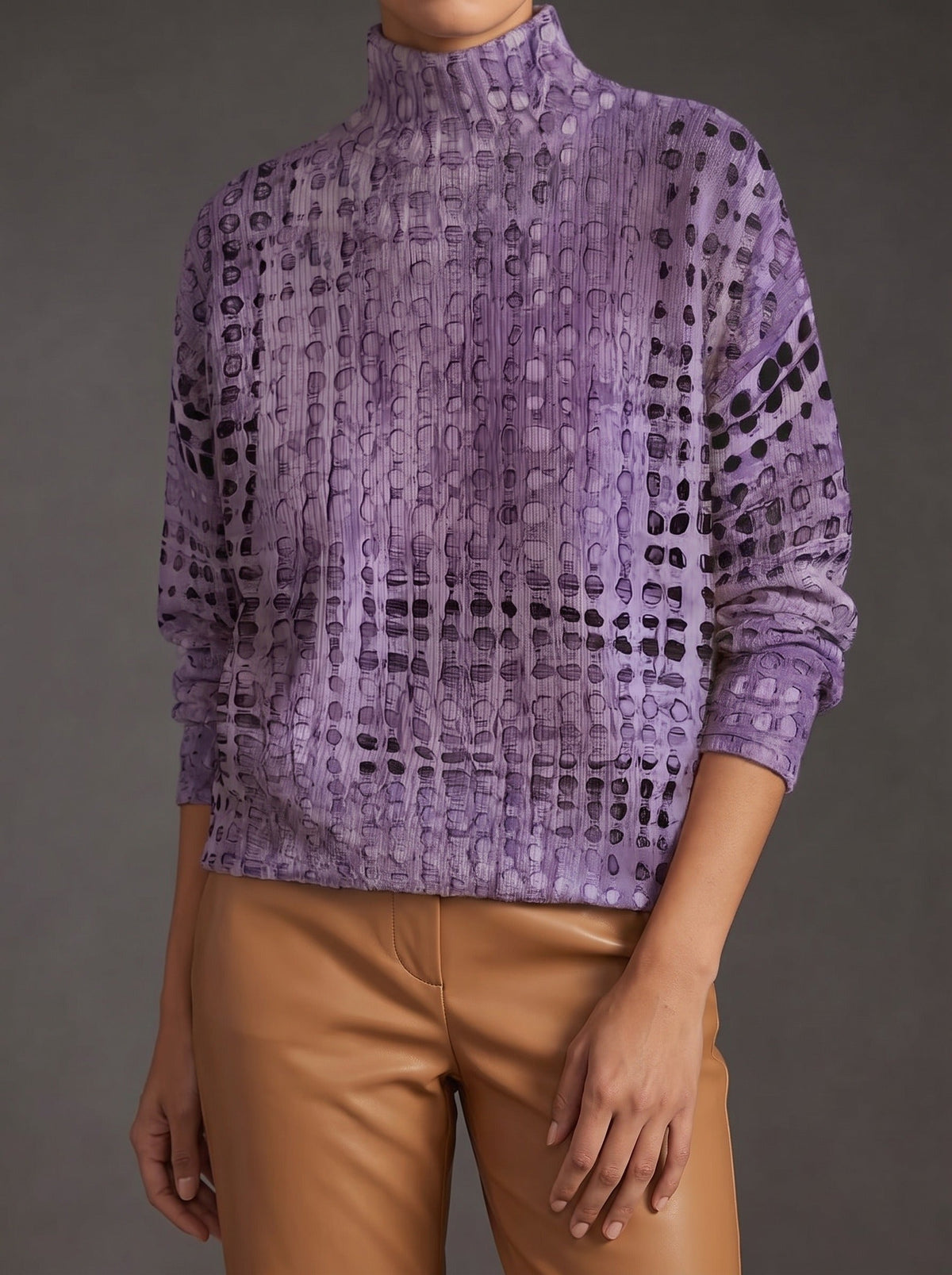 Ysolde™ | Lavender Lattice Turtleneck