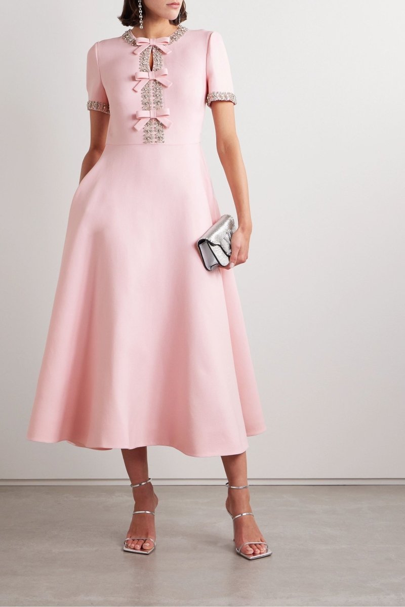 Aria™ | Bow with Crystal Embellished Midi Dress
